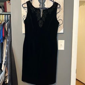 Laura Ashley Velvet Vintage Cocktail Party Dress Appliqué Beaded Size 8